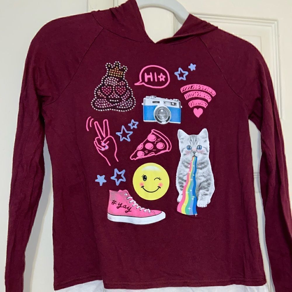 Justice long sleeve hooded top size 14